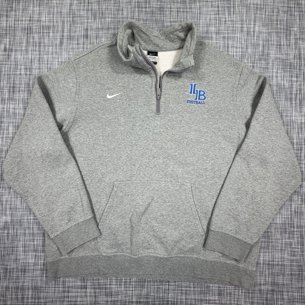 Nike Mens Sweatshirt 2XL Gray Team Club Fleece Half Zip Football Kangaroo Pocket